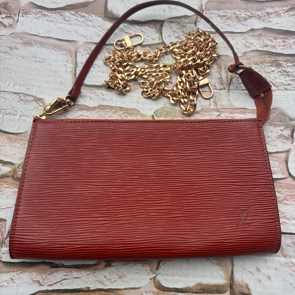 LV Brown Epi Leather Pochette includes Box